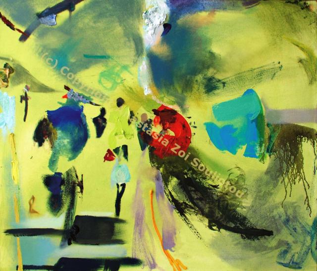 Anastasia Zoé SOULIOTOU, Bakerloo Turn, huile sur toile, 1.20 x 1m,2011