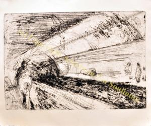 Anastasia Zoé SOULIOTOU, Plateformes opposées (Métro d’Athènes), gravure, 50 x 70 cm, 2007 