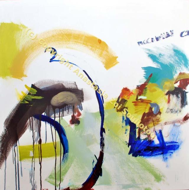 Anastasia Zoé SOULIOTOU PICCADILLY CIR Acrylique sur toile 1.21 X 1.21 m 2010